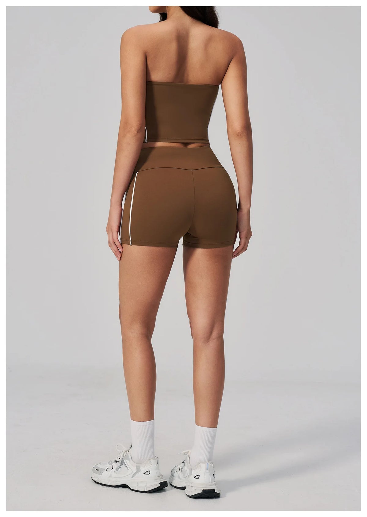 Summer Tight Yoga Suit Women Color Contrast Strapless Slim Sports Tank Top Shorts Fitness Suit Gym Running Workout Tracksuit