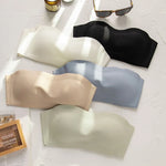 3Pcs/Set Women Strapless Bandeau Bra Removable Straps Seamless Wireless Multi‑Hook Back Closure Bra For Multi‑way Wearing