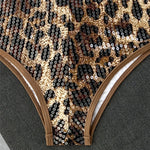 Sexy Brown Leopard Sequin Swimwear Halter String Triangle Bikini Femmes Women 2026 Micro Thong Swimsuit Bikinis Sets De Mujer
