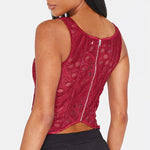 Lace Double Layer Fitted Corset Casaul Style Waist Trainer Mesh Solid Color Hollow Out Backless Suspenders Sleeveless Top CSSX