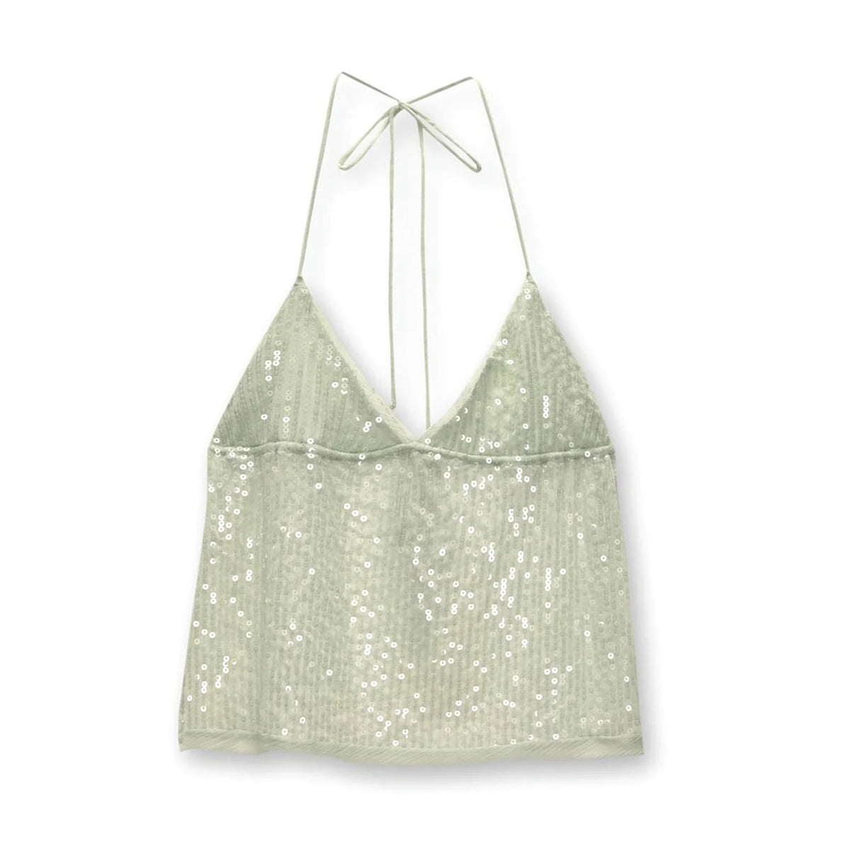 Women Sequins Tank Tops V-Neck Tie-Up Halter Neck Casual Vest Summer Sleeveless Crop Tops Streetwear