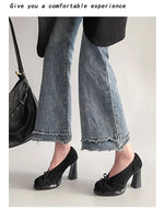 Spring Autumn Platform Mary Jane Shoes Women Thick High Heels Shoes Vintage Slip on Butterfly-knot Pumps 2026 New