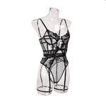 Toucheart Lace Sexy Skinny Babydoll Bodysuit Embroidery Erotic Private Adult Suit Solid Color Patchwork High Waisted Sexy Set