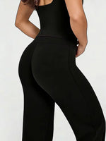 Women's Nude Feel Casual Straight Leg Pants Soft Slim Fit Wide Leg Yoga Trousers Running Gym Active Long Pants Plus Size Clothes