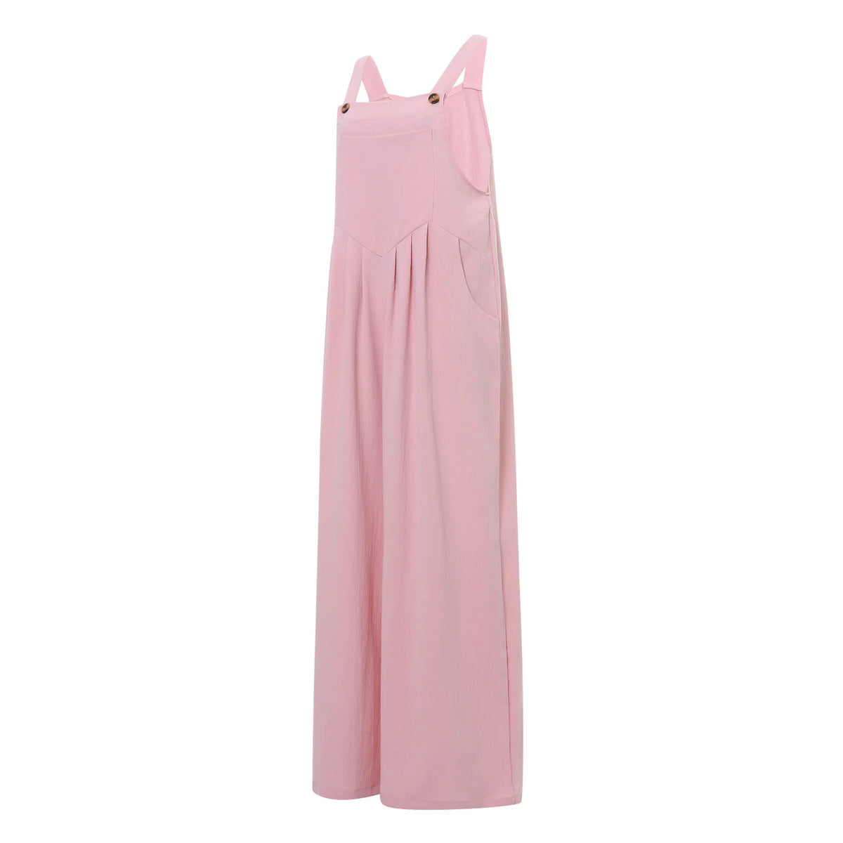 Women Fashion Jumpsuits Sleeveless Buttons Suspender Wide Leg Pant Overalls with Pockets Casual Loose Romper Streetwear