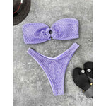 Wrinkled Bandeau High Cut Bikini Women Swimwear Female Swimsuit Two-Pieces Bikini Set Strapless Bather Bathing Suit Swim V3367