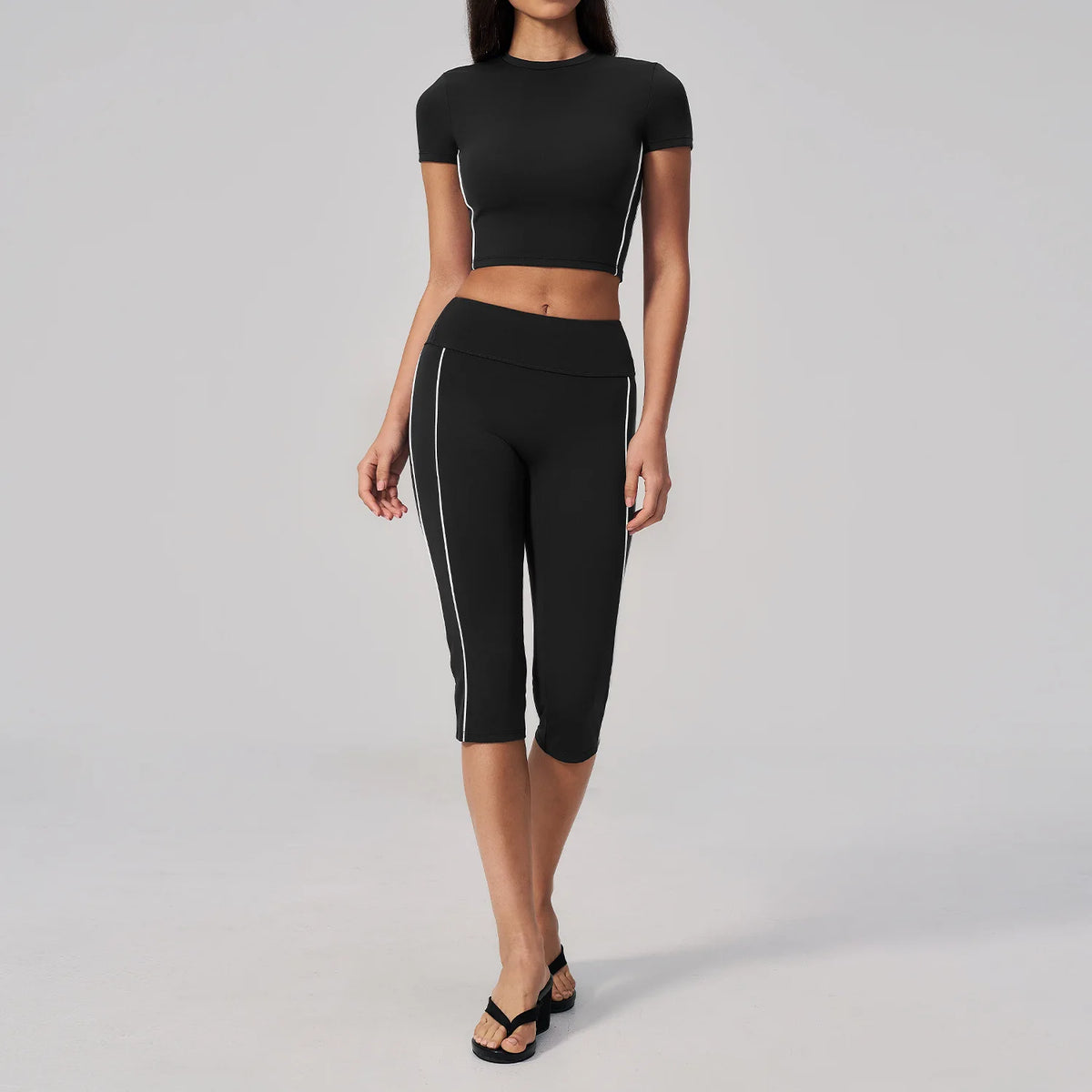 Color Blocked Yoga Suit Women Tracksuit Short Sleeve Shock-absorbing Sports T Shirts High Waist Pants Gym Running Fitness Suits
