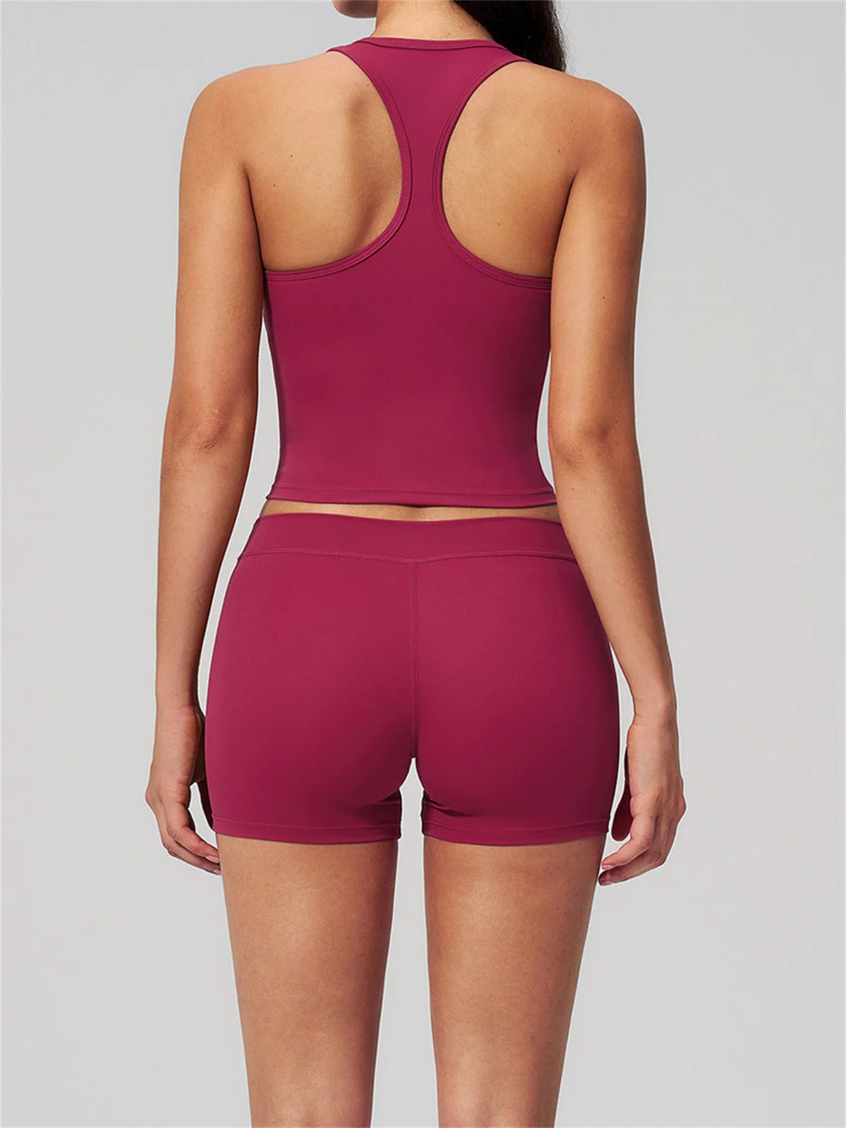 Gym Women Yoga Sets Women Brushed Square Neck Slim Sports Tank Top Fitness Suit Outwear Running High Waist Shorts Tracksuit