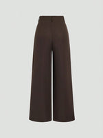 Women's Elegant Jacquard Pleating Wide-Leg Pants Office/Commuting Solid Color Loose Casual Suit Pants, Autumn/Winter