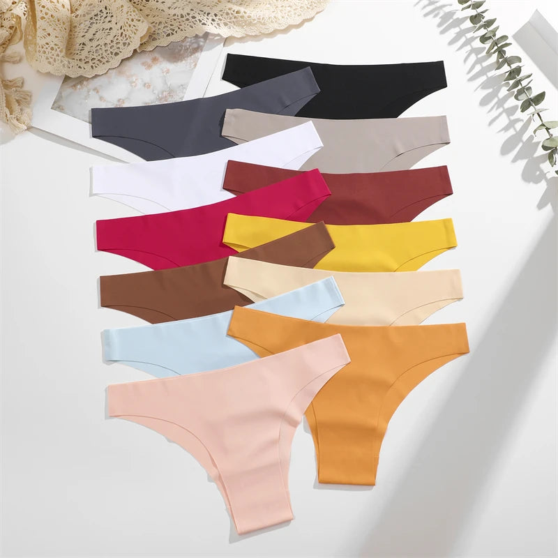 3PCS Seamless Panties Ultra-thin Brazilian Maillard panties Women Ice Silk Underwear Sexy Panty Low Waist G-string Female Solid