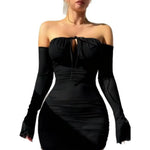 Women Slim Fit Mini Dress With Gloves Fairy Ultra Sexy Transparent Bra Lingerie Sets Secret Nightgown Underwear