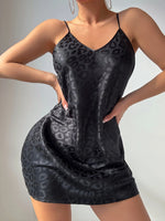 Summer Elegant Leopard Print Women Nightdress V Neck Simple Sexy Sleepwear for Home Relaxation and Party