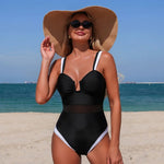 Black Push Up Swimsuit One Piece Swimwear Women Mesh Trikini Swimming Suit Brazilian Monokini Bodysuit Beach Wear Bathing Suit