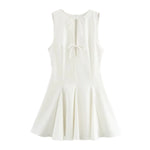 Foridol Bowknot Pleated Short Dress for Women O Neck Sleeveless Tank Mini Party Dresses Summer Spring 2025 New in Casual Vestido