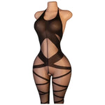 One Piece Crotchless Bodystocking EroticTransparent Sexy Lingerie Sexiest Bodysuit Mesh Hollow Bra Set Black Full Body Stockings