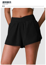 Summer Breathable Yoga Shorts V High Waist Pocket Loose Sports Pants Quick Drying Hip Lifting Running Training Fitness Shorts