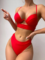 New Leopard Push Up Bikini 2026 Brazilian Biquini High Waist Thong Swimsuit Women Cut Out Bathing Suit Halter Swimwear Monokini