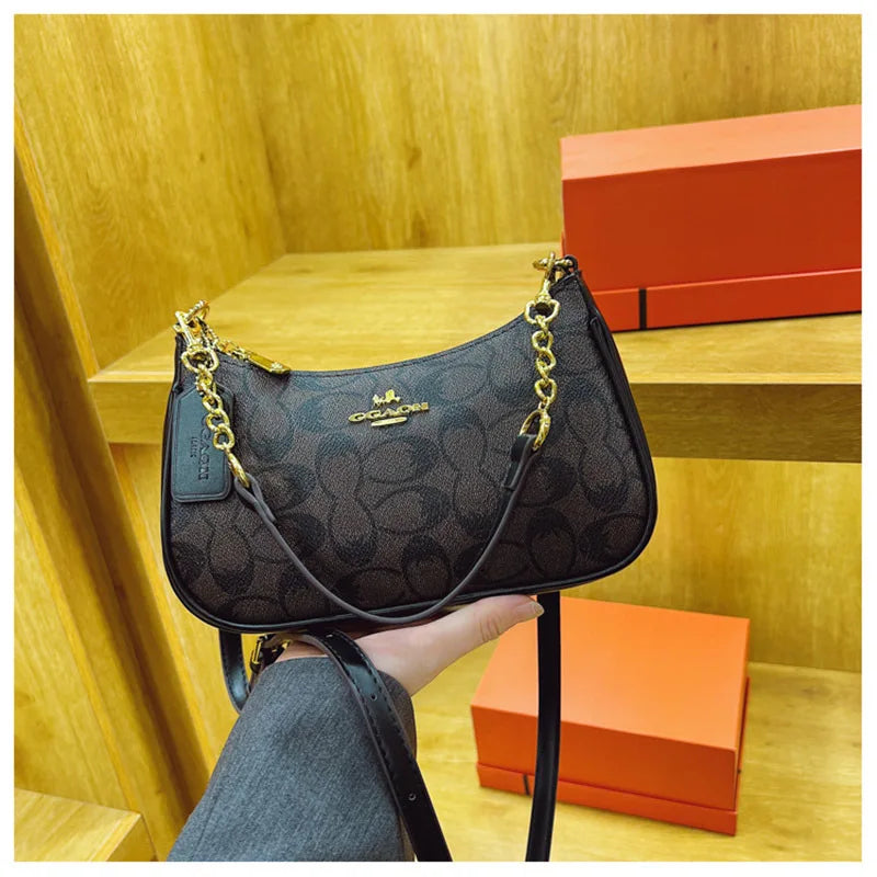Women's Chain Bags Pvc Geometric Print Handbag Shoulder Crossbody Bag Women's Underarm Bag Suitable For Daily Outfit Matching