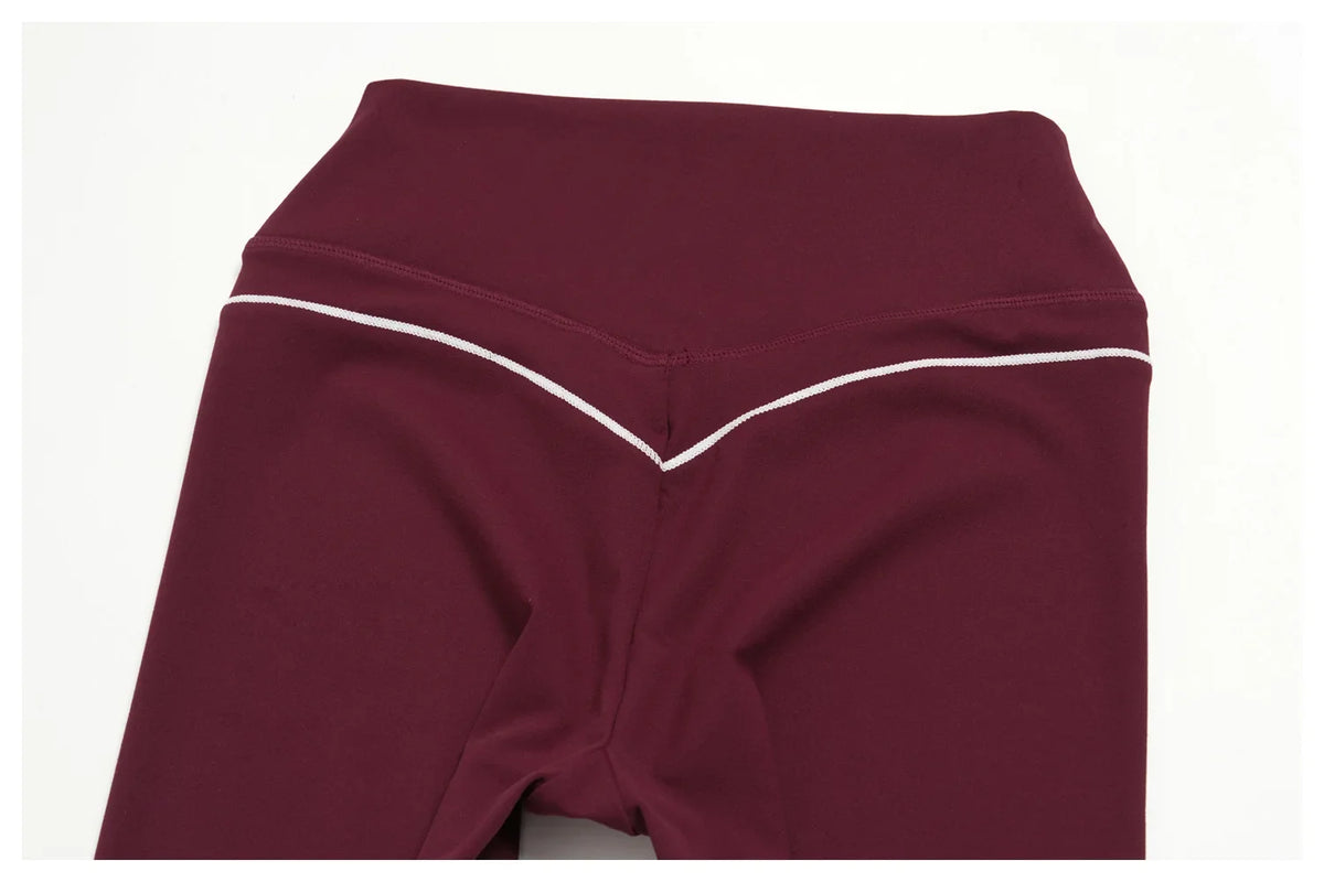 Hip Lifting Midi Length Yoga Pants Women Contrast Color Gym Sports High Waist Capri Trousers Breathable Fitness Running Leggings