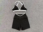 Summer Yoga Set 2Pcs Women's Tracksuit Back Cross Sports Bra Sportswear High Waist Butt-Lifting Fitness Pants Workout Top Suit