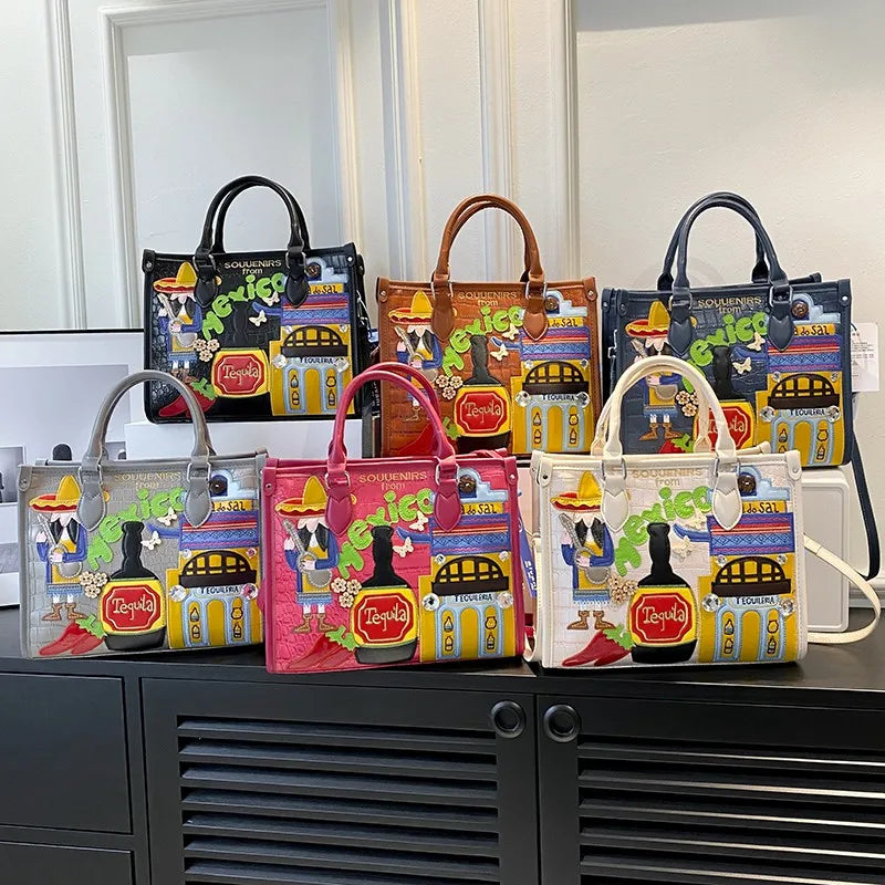 Design Patchwork Zipper 2026 Hot Sale Women's Bags Retro High Quality Women's Bags PU New Personality Stylish Shoulder Bags