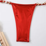 Shiny Red String Halter Triangle Micro Bikinis Sets Sexy Swimsuit Women Thong Bathing Suit Lace-up Bikini 2026 Mujer Biqiunis