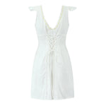 White Lace Dress Summer Women's Dress Bowknot Back Tie Up Short Beach Vestidos Female Sleeveless Mini Casual Cotton Dress 2025