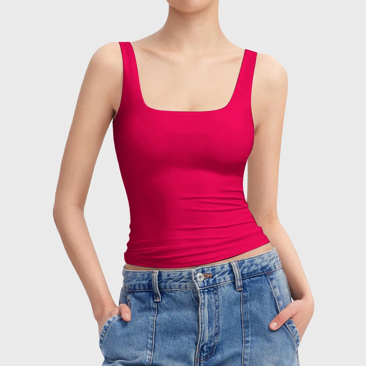 Square Neck Camisoles For Women Chiffon Solid Sleeveless Tight Elastic Bodysuit Slimming Top Sexy Women Blouses Ropa De Mujer