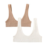 2Pcs/Set Women Non-wire Bra Crop Top Seamless Underwear Female Plunge Bra Tops Ribbed Sexy Lingerie Sports Intimates