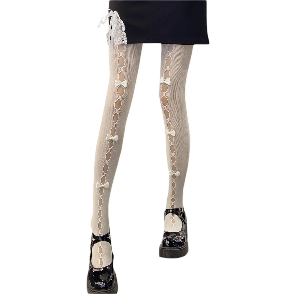 Women Girl Tights Bow-tie Hollow Out Fishnet Stockings Sexy Club Kawaii Gothic Lolita Summer Leggings Hosiery
