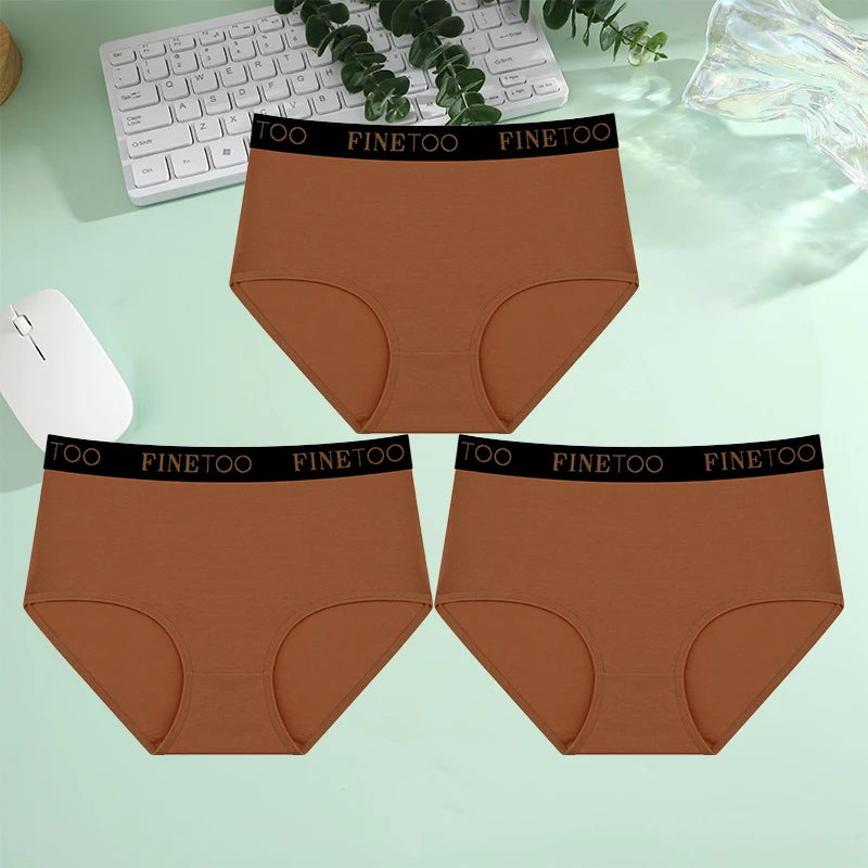 Finetoo 3Pcs/Set Women's Seamless Cotton Briefs Women Plus SizePanties Breathable Underwear Female Low Waist Soft Lingerie S-XXL