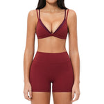 Women 2PCS Yoga Suit Double Strap Shockproof Sports Bra High Waist Tigh Short Fitness Suit Gym Running Leggings Tracksuits