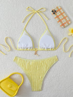 Triangle Halter String Bikinis 2026 Women Sexy Swimsuit Solid Ring Linked Swimwear Female Bathers Bathing Swimming Swim Suit