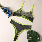 2026 Lingerie Set Polka Dot Sexy Women Underwear See Through Bra and Panty Set Intimate fluorescent Green 2 Piece Sexy Outfits