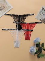 Women's Sexy Lace Floral Thong Low Waist Seamless Antibacterial Easy Wash Quick Dry Comfortable Underwear C926