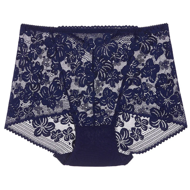 Seamless Lace High Waist Panties for Women Lingerie Sexy Flowers Embroidery Mesh Breathable Briefs Plus Size 3XL Underwear