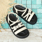 Women's RhinestonePlatform Sandals Casual Cross Strap Summer Shoes Non-Slip Thick Sole Beach Footwear