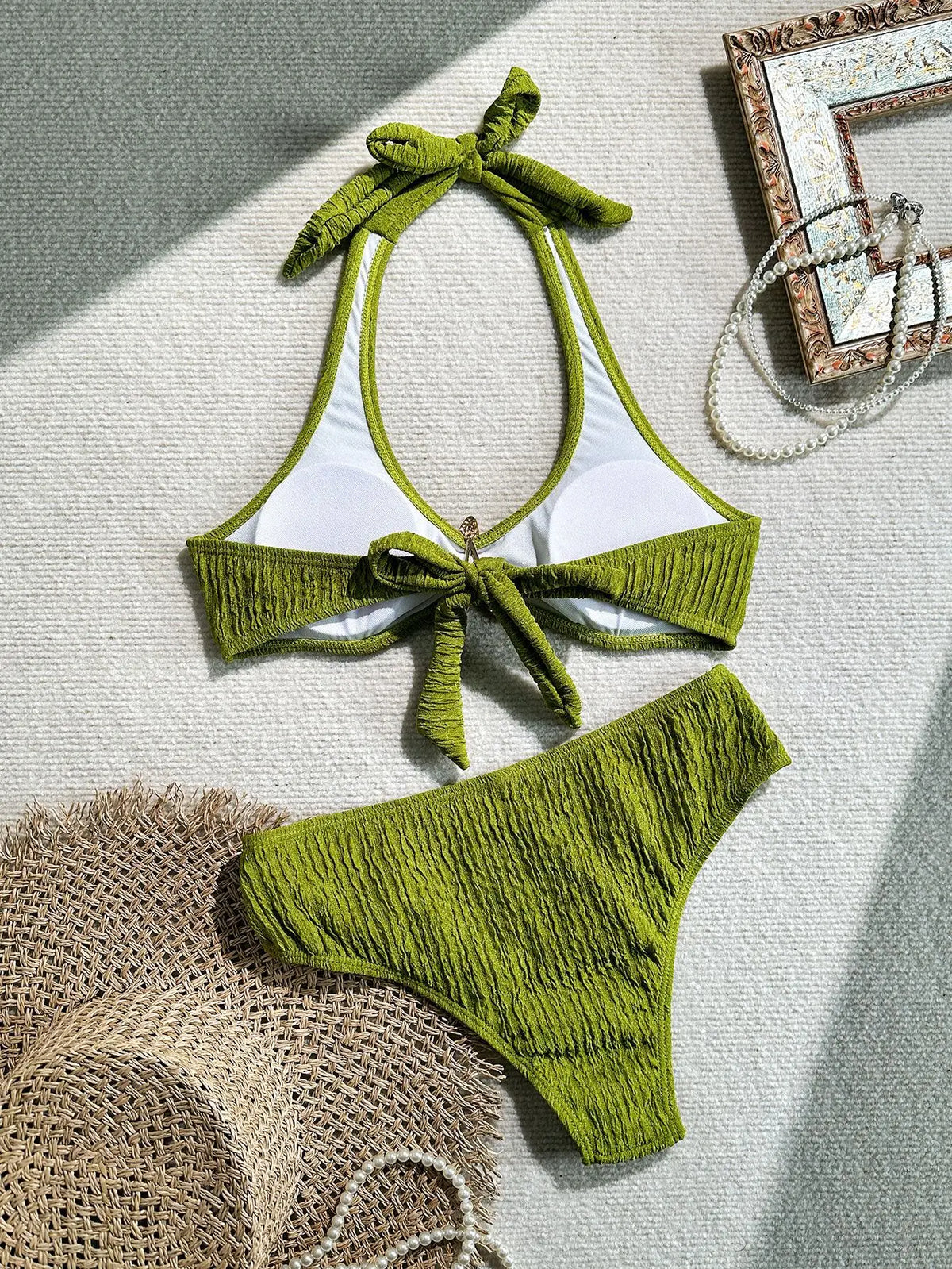 Sexy Metal Starfish Bikini Set 2026 Women Green Brown Push Up Bra High Waist Swimsuit Bathing Suit Vacation Two Piece Swimwear