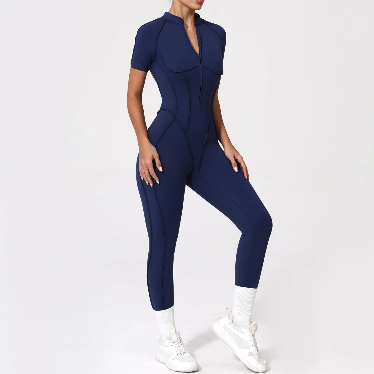 With Zipper Hollow Back Yoga Jumpsuit Sportswear Women Gym Clothes Running Fitness Yoga Backless Bodysuit