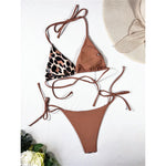 XS - L 8 Color Splicing Halter Leopard Bikini Female Swimsuit Women Swimwear Two-piece Bikini set Bather Bathing Suit Swim V3736