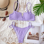 4 Colors Sexy Bikini Women Swimwear Swimsuit Small V-neck Solid Beach Bikinis Set Bathing Suit Female Stroje Kapielowe Damskie