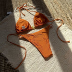 Sexy Micro Bikini 2026 Mujer Women Orange White Metal Ring Ornament Push Up Swimsuit Brazilian Beach Bathing Suit Thong Swimwear