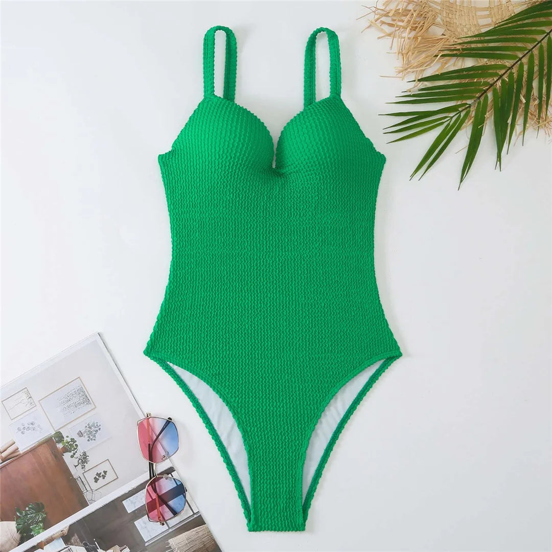 S - XL Crinkled Bikini Push Up Swimsuit Female Swimwear Women Two-pieces Bikini set With Bra Cup Bather Bathing Suit Swim V4886