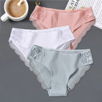 3Pcs/set Women's Cotton Panties M-2XL Women Patchwork Lace Underwear Sexy Low Waist Briefs Ladies Comfortable Underpants 2022