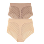 2Pcs/Set Women's Ice Silk Tummy Control Panties Mid Waist Mesh Splice Shaping Briefs Butt Lifter Slimming Soft Underwear M-3XL