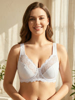 Elegant Womens Lace Bra Hollow Out Design Underwire Support Sexy Lingerie BH Tops UnderwearPlus Size A B C D E Cup