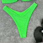 Wrinkled Bandeau High Cut Bikini Women Swimwear Female Swimsuit Two-Pieces Bikini Set Strapless Bather Bathing Suit Swim V3367