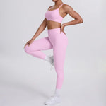 Women's Seamless Yoga Set Cross Back Sports Bra & High Waist Booty Lifting Yoga Leggings Gym Running Fitness Workout Outfit