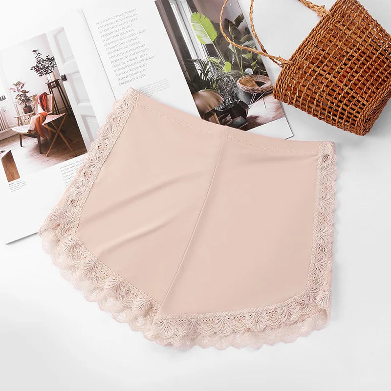 Ice Silk Safety Pants Women Shorts High Rise Underwear Sexy Lingerie Summer Under Skirt Shorts Female Lace Panties