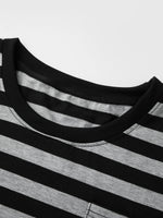 Women Striped Print Long Sleeve Tops Fitted Round Neck Fall T-shirts Casual Streetwear for Daily Office Party